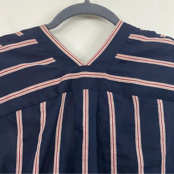 Vince Textured Striped Long-sleeve Button Up Linen Silk Blend Blouse size Small - Picture 8 of 14